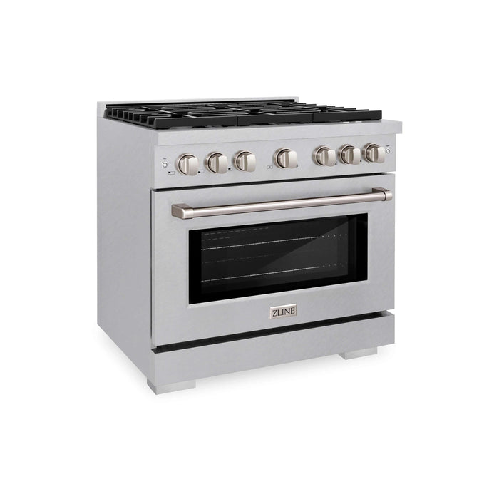 ZLINE 36"Paramount Dual Fuel Range DuraSnow® Brass Burners SDRS-BR-36