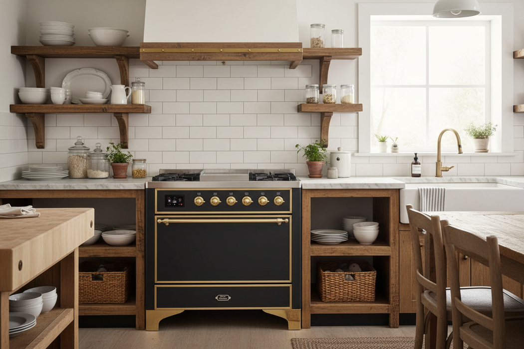 ILVE Majestic II 36" Liquid Propane Dual Fuel Range Matte Graphite Brass Trim UM09FDQNS3MGGLP