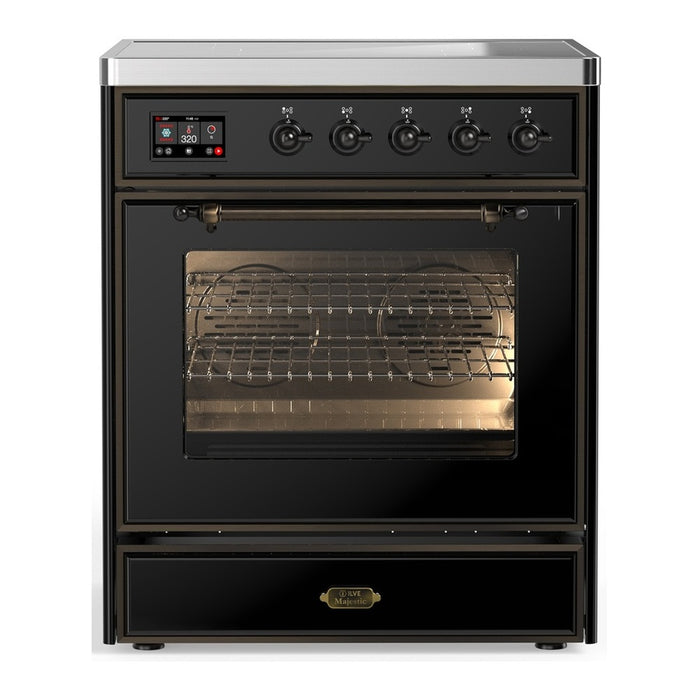 ILVE 30" Majestic III Induction Range Glossy Black Burnished Trim UMIB30NR3BKB