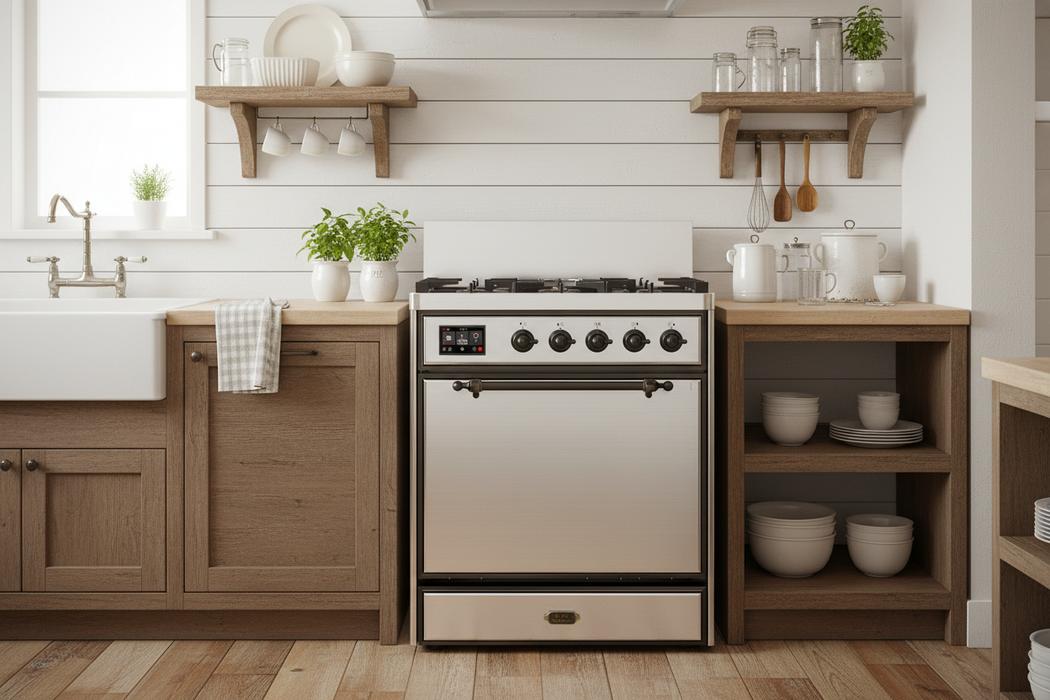 ILVE Majestic III 30" Dual Fuel Range, Stainless Steel Burnished Trim UM30QNR3SSB