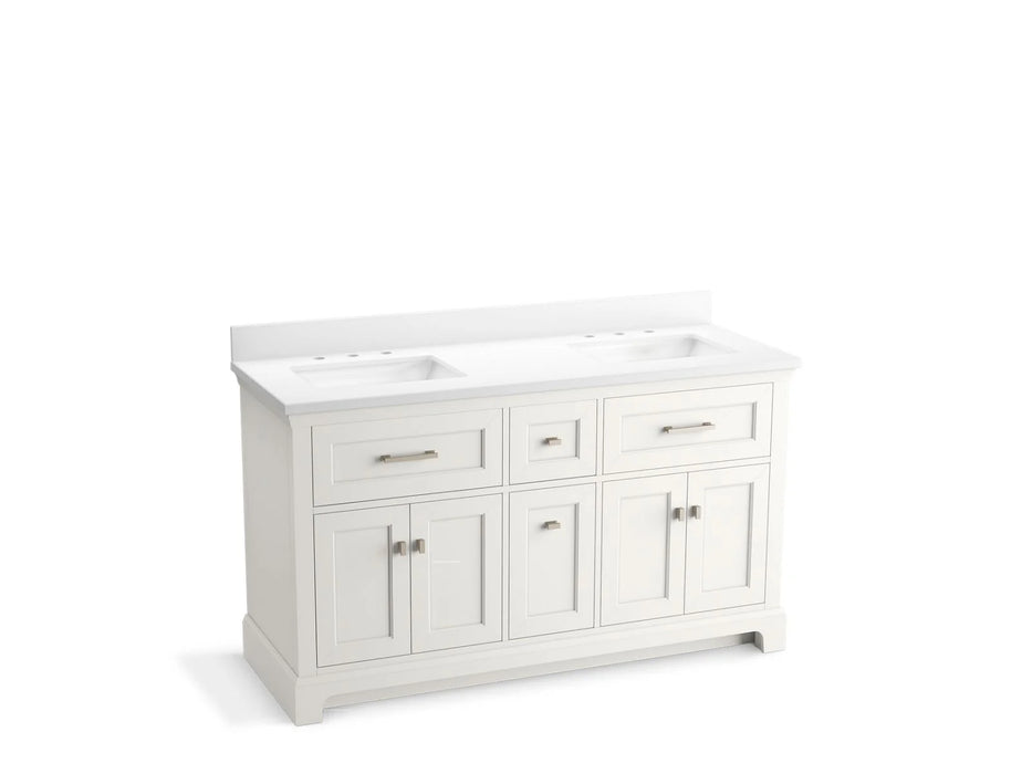 KOHLER Charlemont 60" bathroom vanity cabinet, sinks, quartz top K-29263-BD1