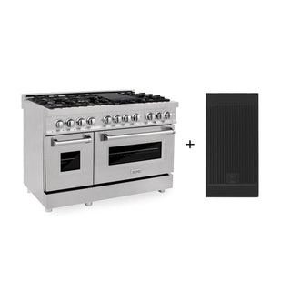ZLINE 48" Dual Fuel Snow Stainless Range, Snow Stainless Door, Griddle RAS-SN-GR-48