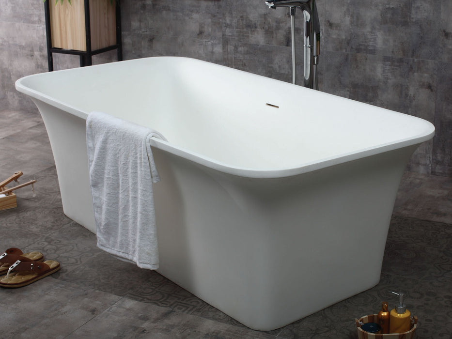 ALFI brand 67" White Rectangular Solid Surface Smooth Resin Soaking Bathtub AB9942