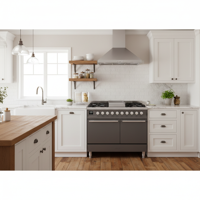 ILVE 40"Professional Plus Dual Fuel Range, Matte Graphite UPD40FQMPMG