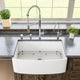 ALFI Brand White Smooth Curved Apron 30" Single Bowl Fireclay Farm Sink, Grid ABFC3020-W