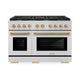 ZLINE Autograph Ed. 48" Paramount Dual Fuel Range, 6 Burner Gas Cooktop, Electric Convection Oven, Stainless Steel, Helix Handle and Knob SDRZ-48-KCB