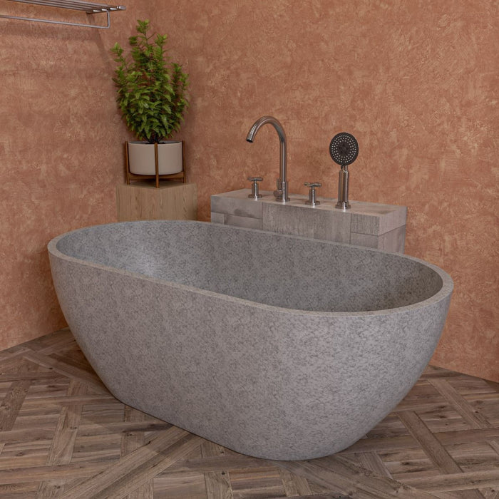 ALFI brand 59" Solid Concrete Oval Freestanding Bathtub ABCO59TUB