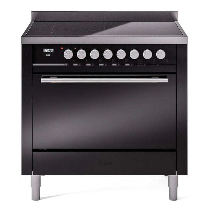 ILVE 36"Professional Plus Freestanding Induction Range Glossy Black UPI366QMPBK