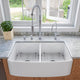 ALFI Brand White Smooth Curved Apron 33" Double Bowl Fireclay Farm Sink ABFC3320D-W