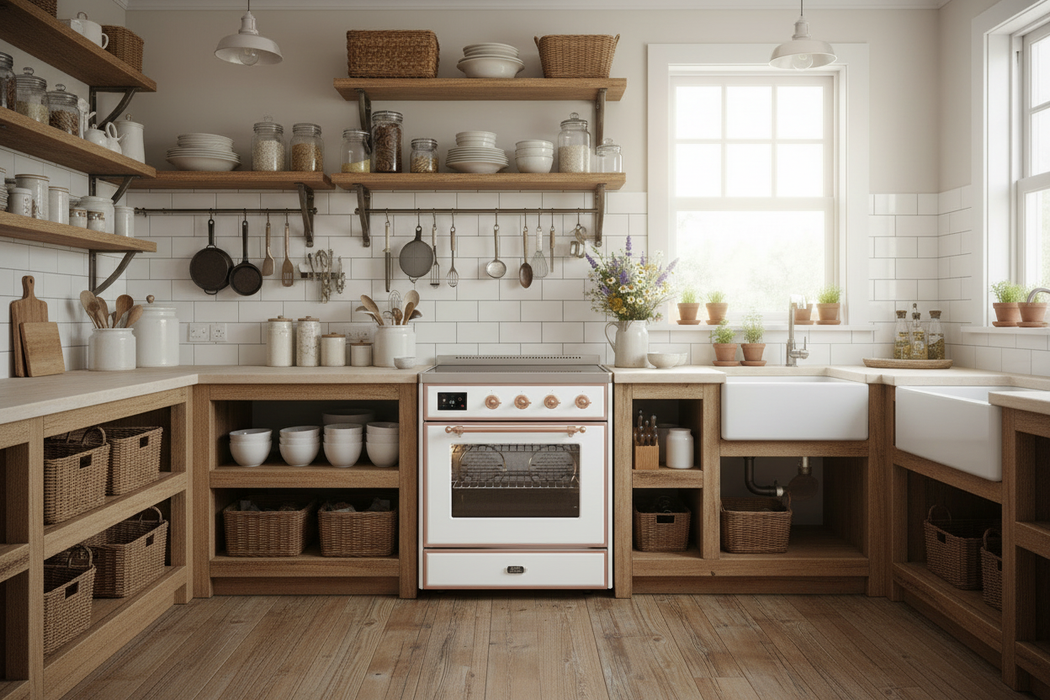 ILVE 30"Majestic II Induction Range, White, Copper Trim UMI30NE3WHP