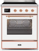 ILVE 30"Majestic II Induction Range, White, Copper Trim UMI30NE3WHP