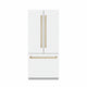 ZLINE 36" French Door Built-In Bottom Freezer Refrigerator, Water Dispenser, Ice Maker, White Matte, Stainless Steel, Accents SRBIVZ-WM-36-CB