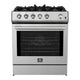 Forno Espresso 30” Gas Range, Stainless Steel, Silver Handles — FFSGS1116-30