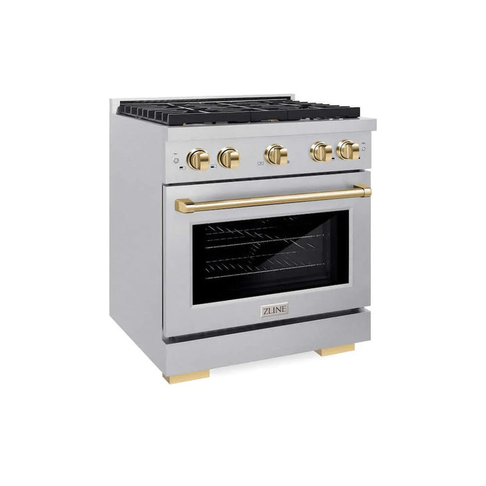 ZLINE 30"Gas Range, Convection Gas Oven , DuraSnow® Gold, SGRSZ-30-G