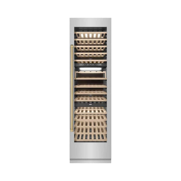 ZLINE 24"Triple Zone 100 Bottle Column Wine Cooler, Stainless Steel Champagne Bronze RCWVZ-304-24-CB
