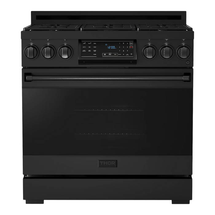 Gordon Ramsay by THOR Kitchen 36"Professional Natural Gas Range, Matte Black, RSG36B