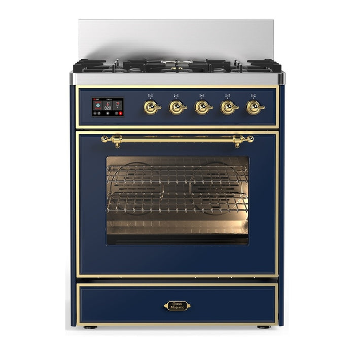ILVE Majestic III 30"Dual Fuel Range Blue Brass Trim UM30NR3MBG