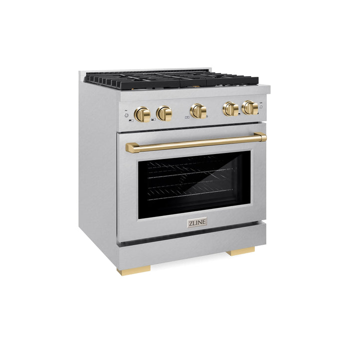 ZLINE 30"Paramount Dual Fuel Range DuraSnow® Gold SDRSZ-30-G