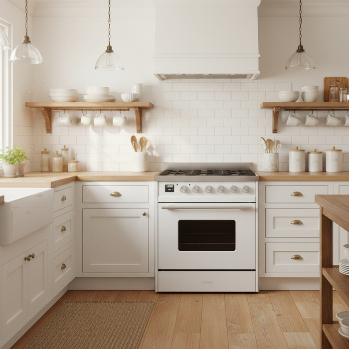 ILVE 30"Professional Plus Dual Fuel Range, White UP30QMPWH