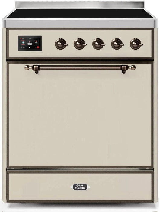 ILVE Majestic II 30" Induction Range Antique White Bronze Trim UMI30QNE3AWB