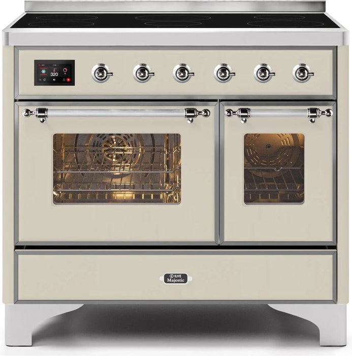 ILVE Majestic II 40" Induction Range Antique White Chrome Trim UMDI10NS3AWC