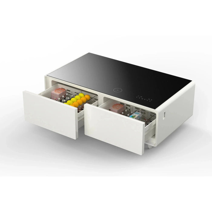 FORNO Evoluto 51" Smart Coffee Table – Dual Fridge Drawers Black in White FCTFR7006-51WHT
