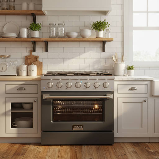 Kucht 36” Pro-Style Kitchen Dual Fuel Range in Green - Front View