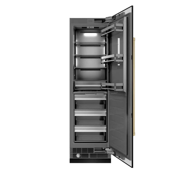 ZLINE 24" Column Refrigerator Black Stainless Steel, Graphite Gray Interior Champagne Bronze RCRVZ-BS-24-CB