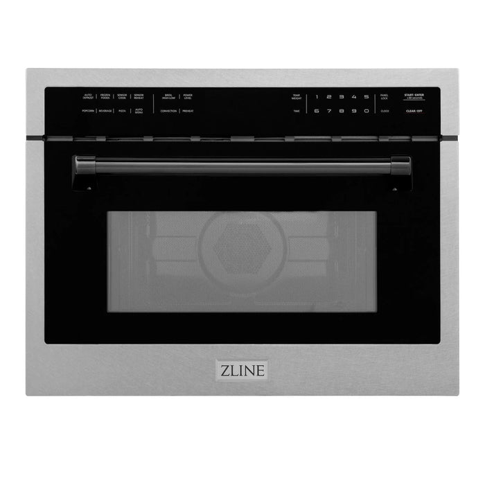 ZLINE 24” Convection Microwave, Stainless Steel, Black MWOZ-24-SS-MB