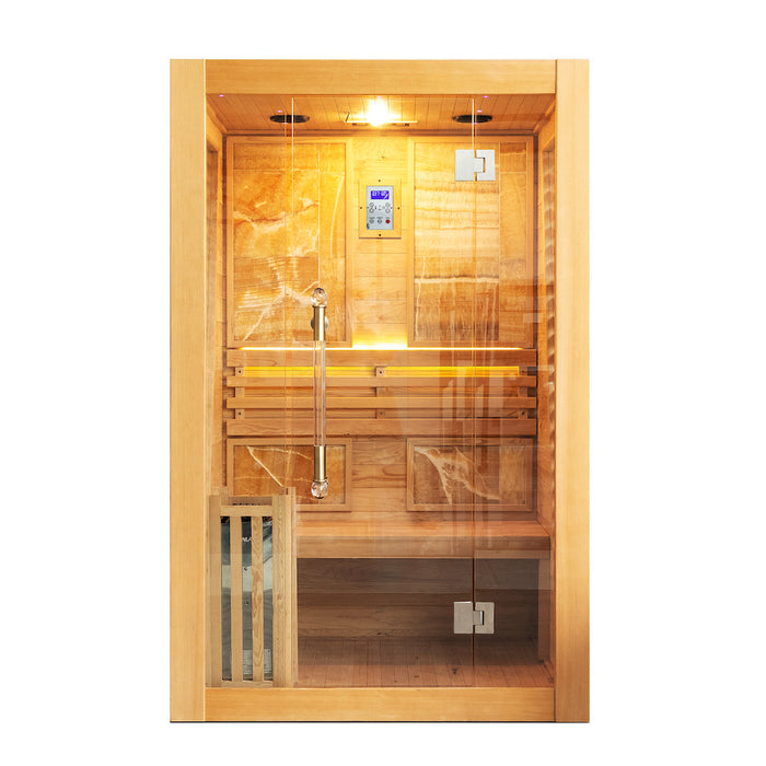 SAUNA EVOLUTION®  Commercial Red Cedar Hemlock Indoor Steam Sauna Room Glass 01