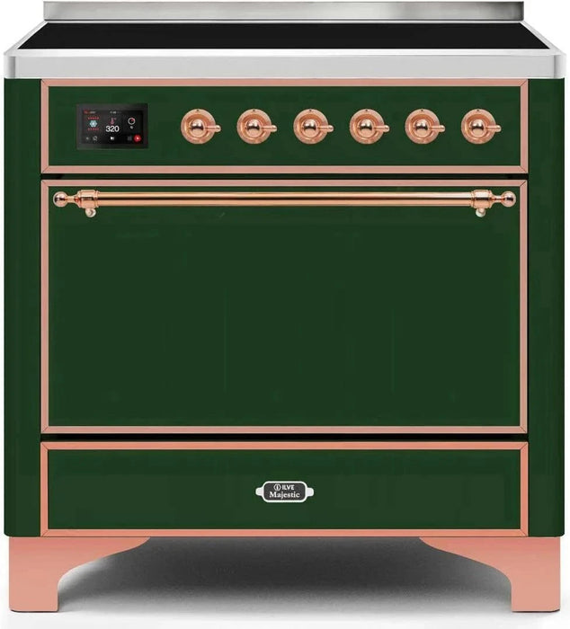 ILVE Majestic II 36" Induction Range Emerald Green Copper Trim UMI09QNS3EGP