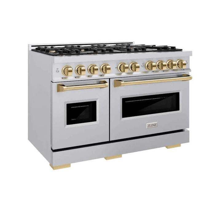 ZLINE 48" Classic Gas Range, Convection Gas Oven Stainless Steel, Gold CGRZ-48-G