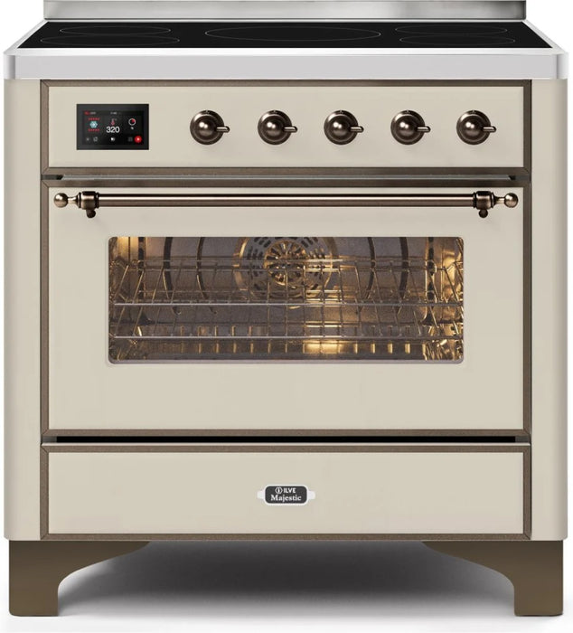 ILVE Majestic II 36" Electric Range, Antique, White-Bronze Trim UMI09NS3AWB