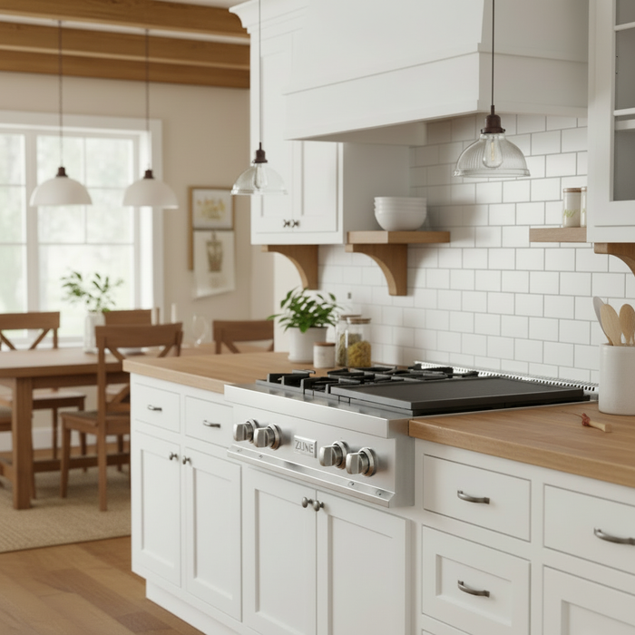 ZLINE Porcelain Rangetop, DuraSnow®, 4 Brass Burners, RTS-BR-GR