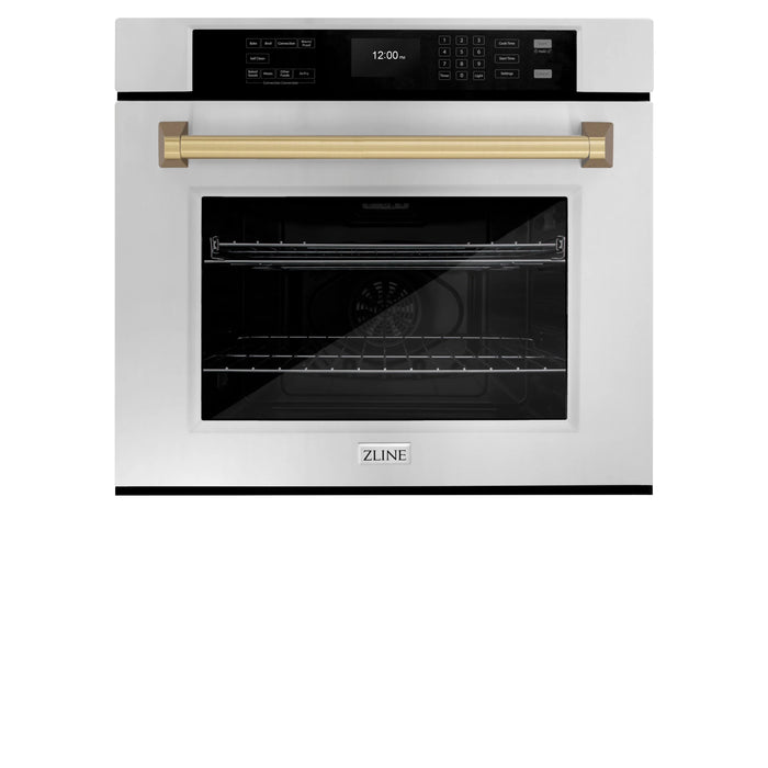 ZLINE 30" Autograph Edition Professional True Convection Single Wall Oven, Air Fry, Self Clean, Stainless Steel, Champagne Bronze WASZ-30-CB