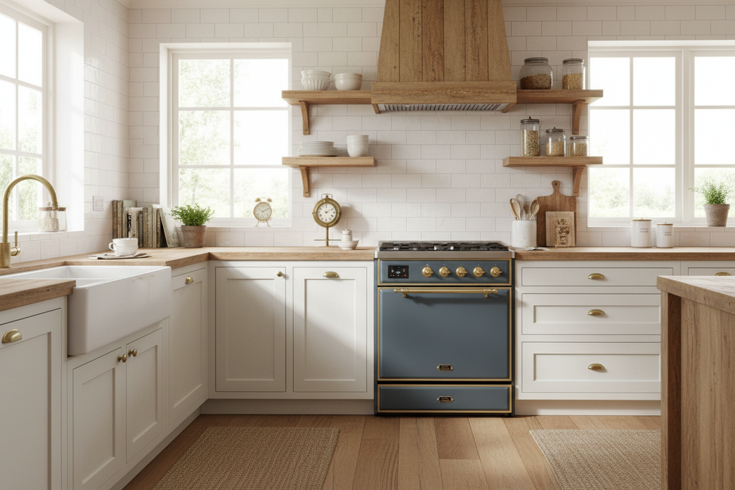 ILVE 30"Majestic III Induction Range, Blue Grey, Burnished Trim UMIB30QNR3BGB