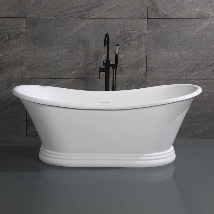 ALFI brand 67" White Matte Pedestal Solid Surface Resin Bathtub AB9950