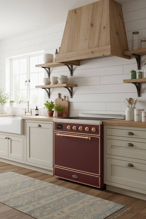 ILVE Majestic II 30" Induction Range Burgundy Copper Trim UMI30QNE3BUP