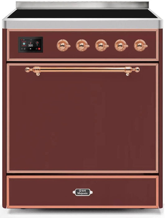 ILVE Majestic II 30" Induction Range Burgundy Copper Trim UMI30QNE3BUP