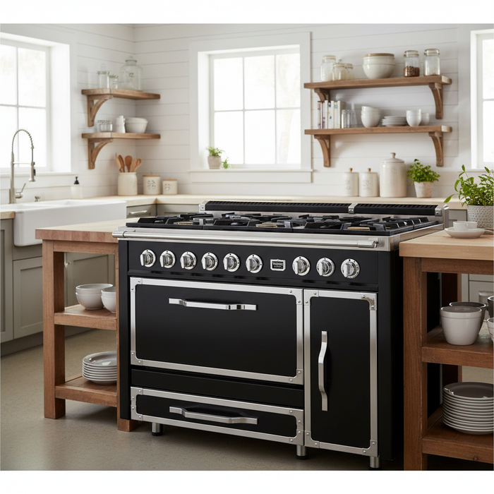 VIKING Tuscany Series 48" Dual Fuel Range, Cast Black TVDR4816BCS