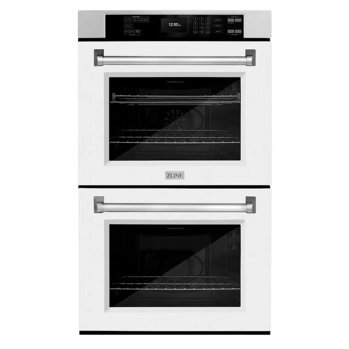 ZLINE 30"Professional True Convection Double Wall Oven, Air Fry, Self Clean, DuraSnow® White Matte WADS-WM-30