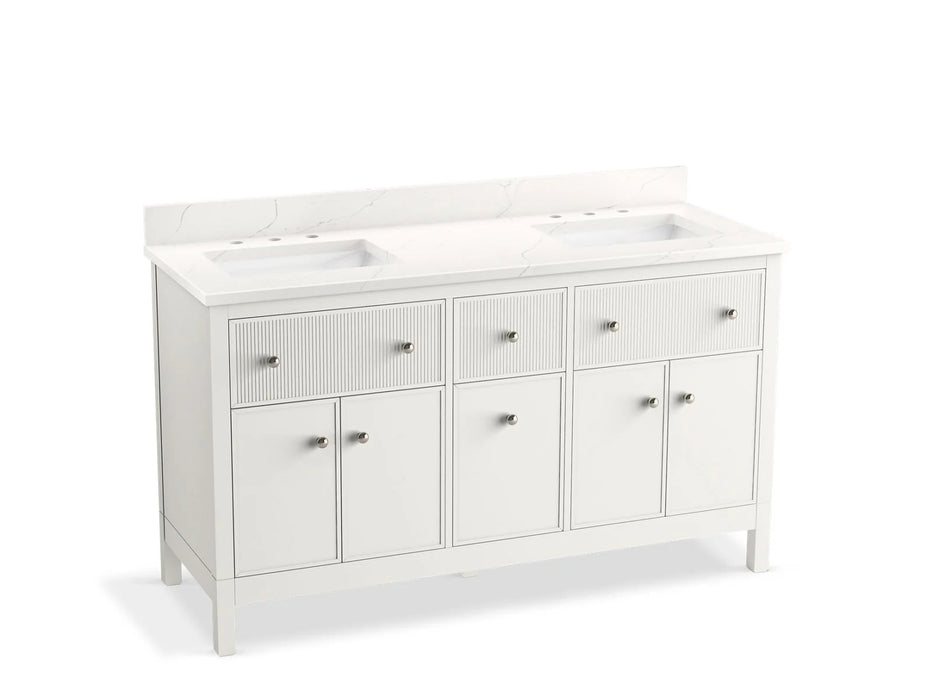 KOHLER Malin by Studio McGee 60" bathroom vanity cabinet, sinks, quartz top K-35022