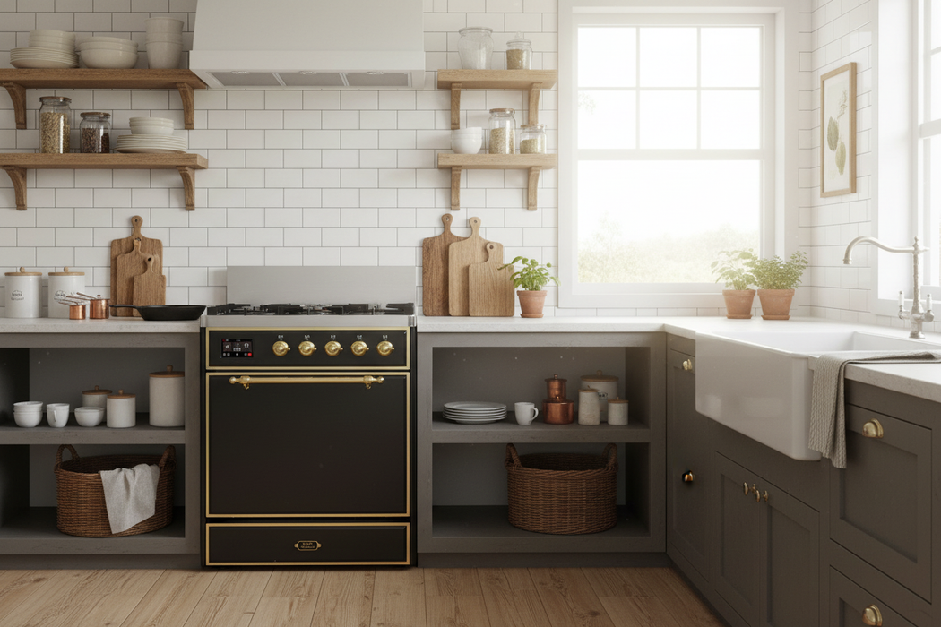 ILVE Majestic III 30" Dual Fuel Range, Matte Graphite Brass Trim UM30QNR3MGG