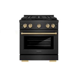 ZLINE 30" Paramount Dual Fuel Range DuoPro™ Cooktop, Electric Convection Oven, Black Satin Stainless Steel PSDRBSZ-30-CB