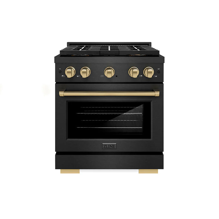 ZLINE 30" Paramount Gas Range DuoPro™ Cooktop, Convection Gas Oven, Black Satin Stainless Steel PSGRBSZ-30-CB