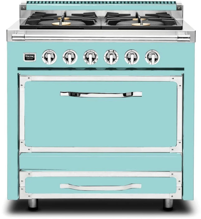 VIKING Tuscany Series 36" Dual Fuel Range, Bywater Blue TVDR3614BBW