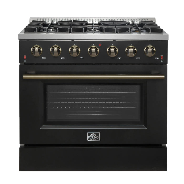 FORNO Galiano 36" Gas on Gas Range FFSGS6244-36BLK
