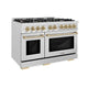 ZLINE 48" Select Gas Range Convection Gas Oven DuraSnow® Stainless Steel Champagne Bronze HGRSZ-48-CB