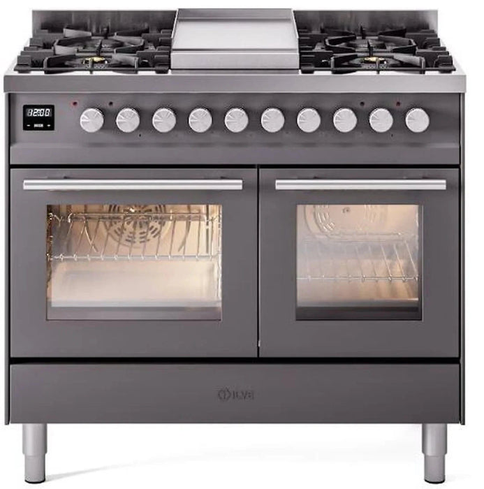 ILVE 40"Professional Plus Liquid Propane Dual Fuel Range, Matte Graphite UPD40FWMPMGLP