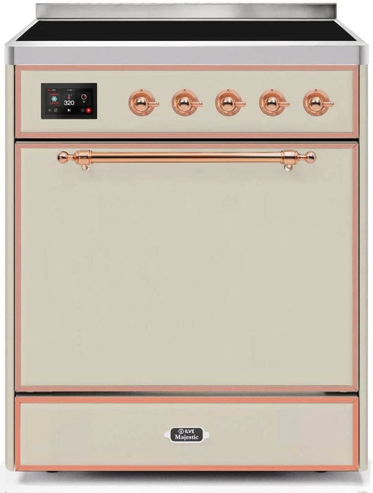 ILVE Majestic II 30" Induction Range Antique White Copper Trim UMI30QNE3AWP